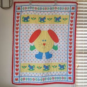 General Greetings Baby blanket vintage puppy dog ricking horse lightweight quilt